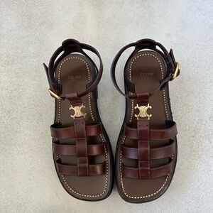 Celine Brown Leather Sandals